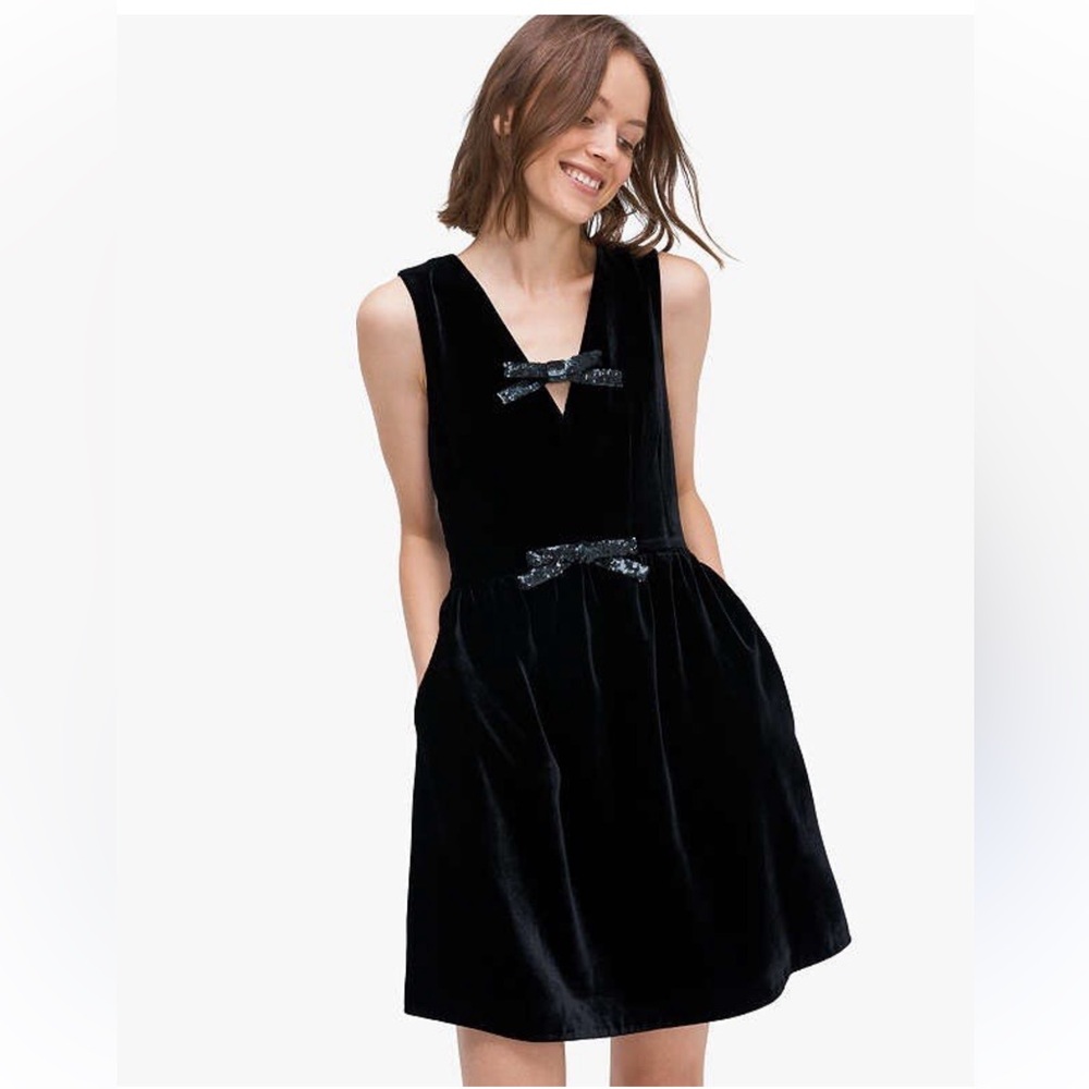 Kate Spade Black Sequin Bow Mini Dress
